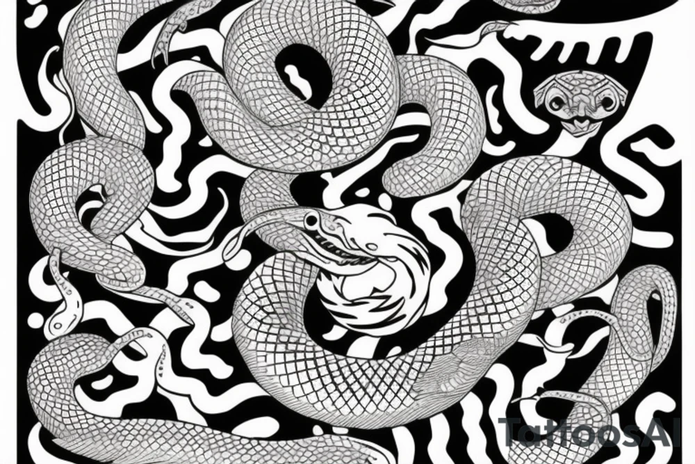 Detailed snake hunts tattoo idea