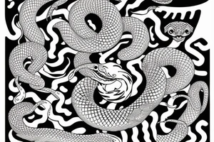 Detailed snake hunts tattoo idea