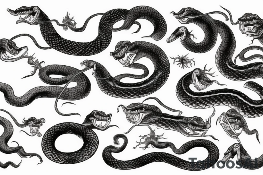 Detailed snake hunts tattoo idea