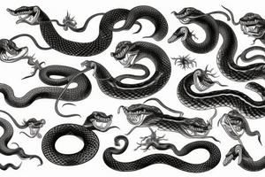 Detailed snake hunts tattoo idea