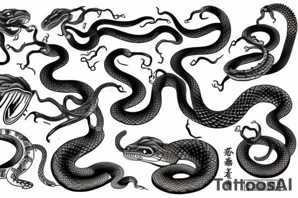 Detailed snake hunts tattoo idea
