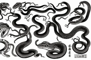 Detailed snake hunts tattoo idea