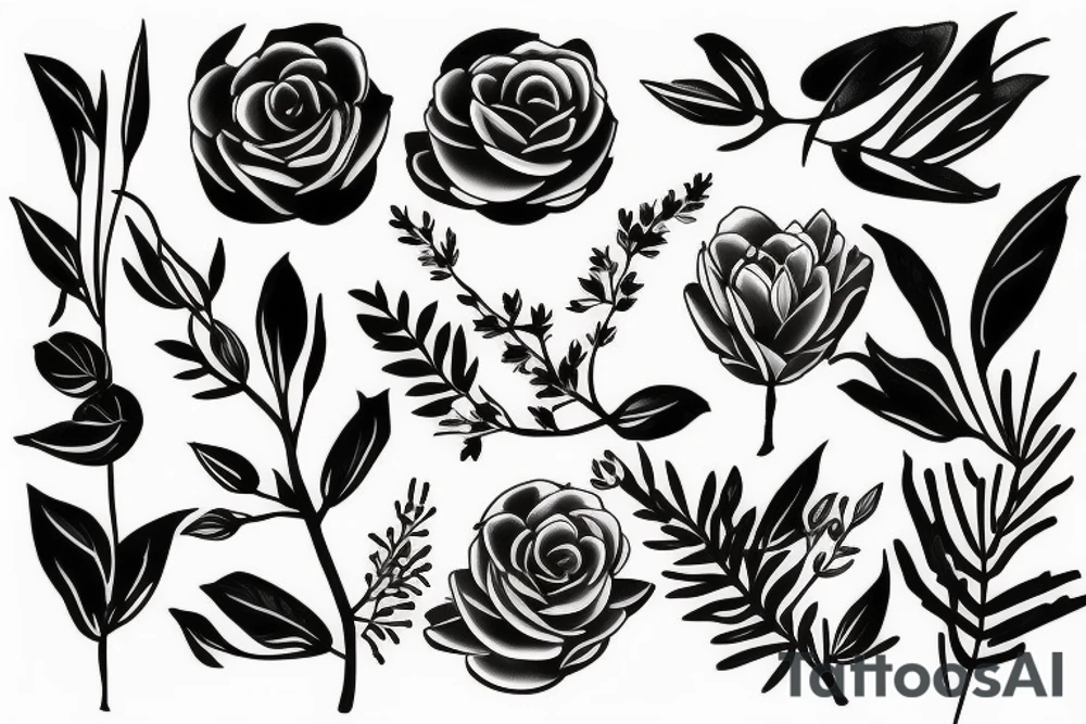 floral nature branch tattoo idea