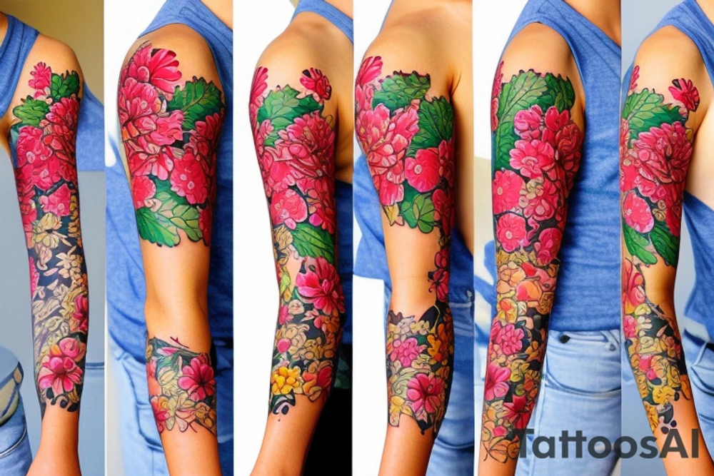 floral sleeve tattoo idea