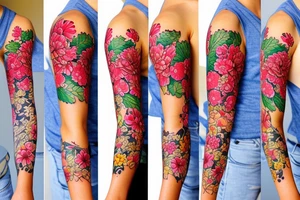 floral sleeve tattoo idea