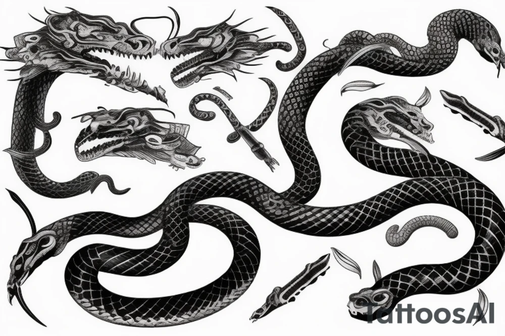 Serpent with detailed head stikes tattoo idea