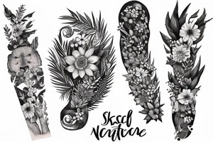 nature animal and plant sleeve tattoo idea