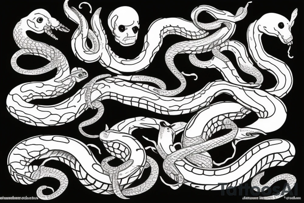 Snake strikes sideways stretched tattoo idea