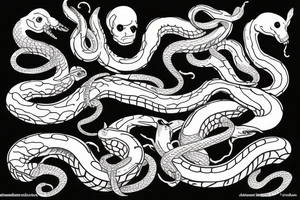 Snake strikes sideways stretched tattoo idea