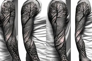 snake and branch sleeve tattoo idea