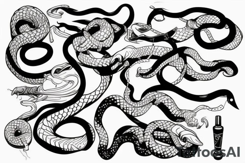Snake strikes sideways stretched tattoo idea