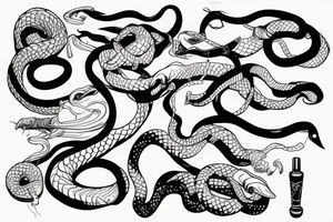 Snake strikes sideways stretched tattoo idea