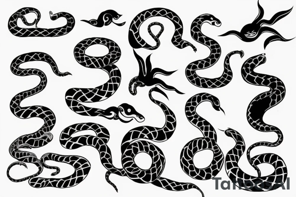 Snake strikes sideways stretched tattoo idea