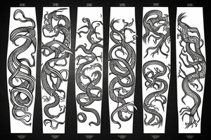 Snake strikes sideways stretched tattoo idea