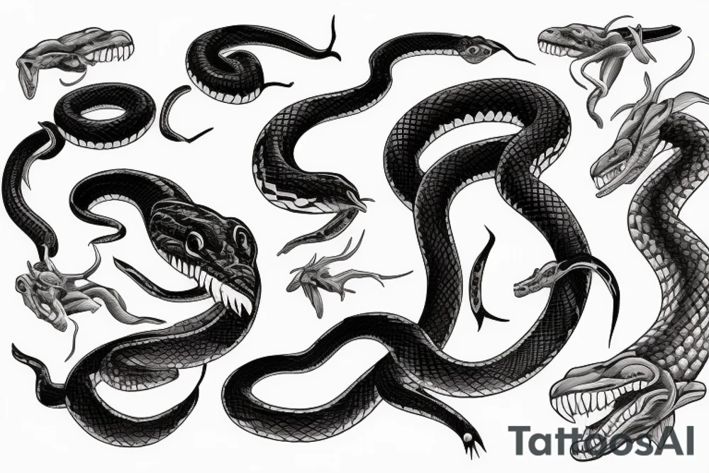 Wild snake hunting and striking furious sideways tattoo idea