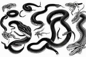 Wild snake hunting and striking furious sideways tattoo idea