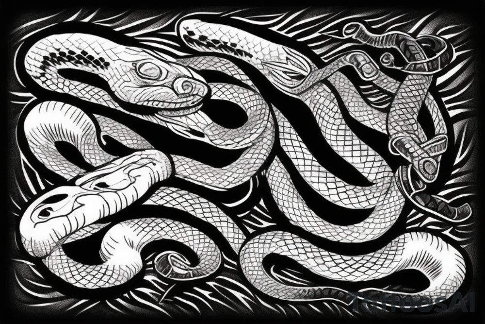 Wild snake hunting and striking furious sideways tattoo idea Wild snake hunting and striking furious sideways tattoo idea