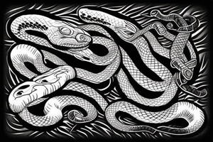 Wild snake hunting and striking furious sideways tattoo idea