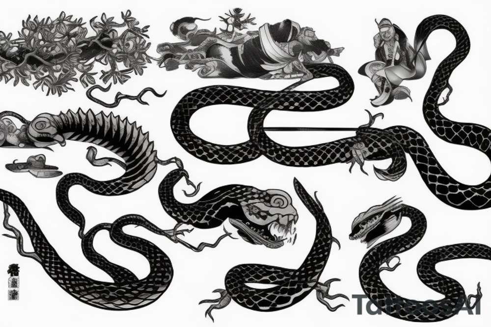 Snake hunting tattoo idea