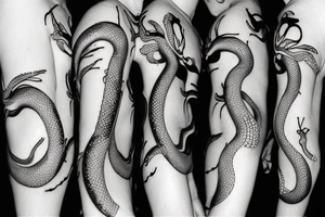 Detailed snake bites tattoo idea