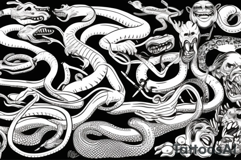Snake biting tattoo idea