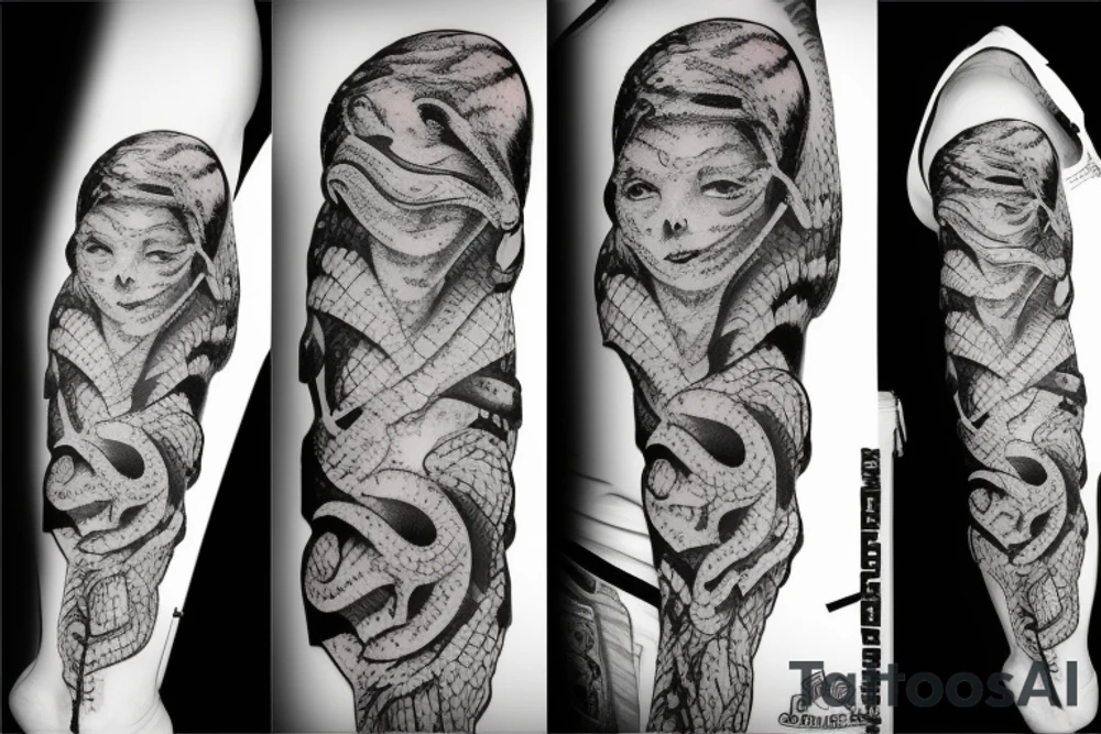 Snake biting tattoo idea