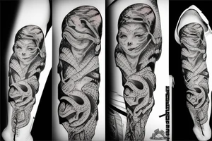 Snake biting tattoo idea