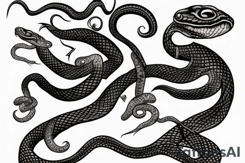 Snake biting tattoo idea