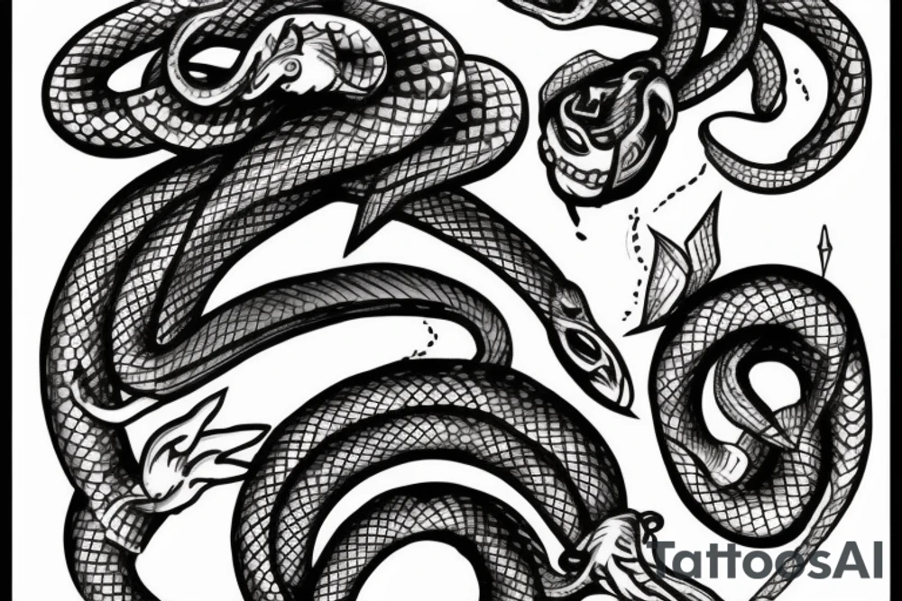 Snake biting tattoo idea