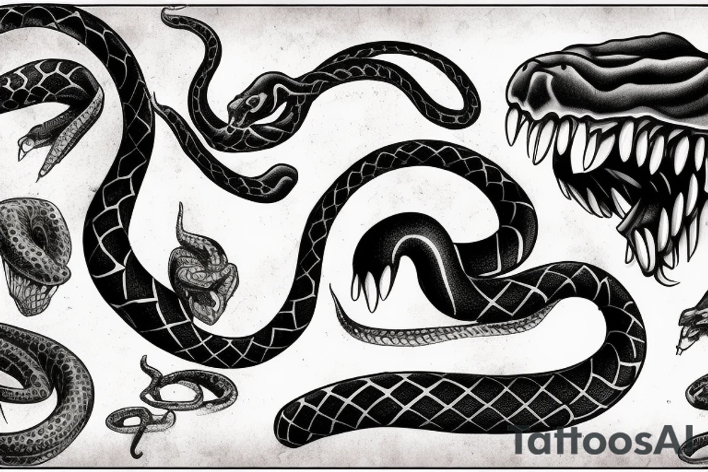 Snake biting tattoo idea
