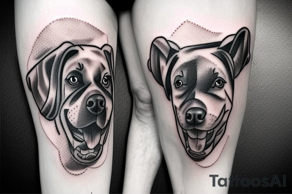 Dog hunting and jumping tattoo idea