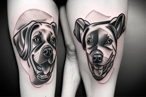 Dog hunting and jumping tattoo idea