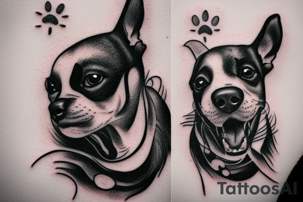 Dog hunting and jumping tattoo idea