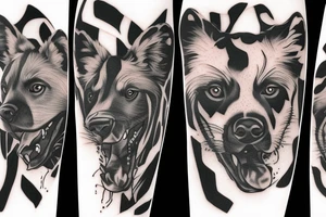Wild dog hunting stretched tattoo idea
