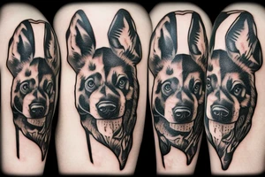 Wild dog hunting stretched tattoo idea