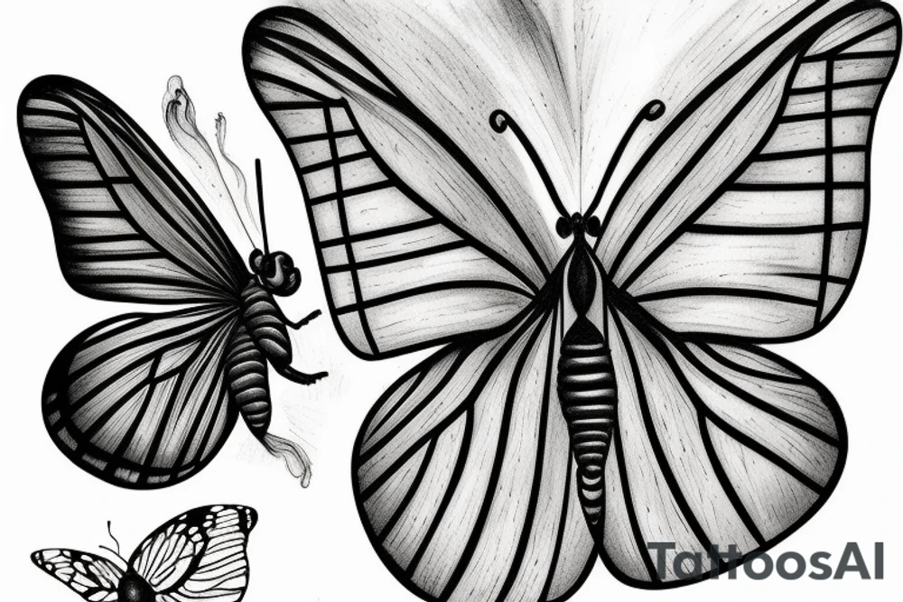 Butterfly metamorphosis exiting the cocoon tattoo idea