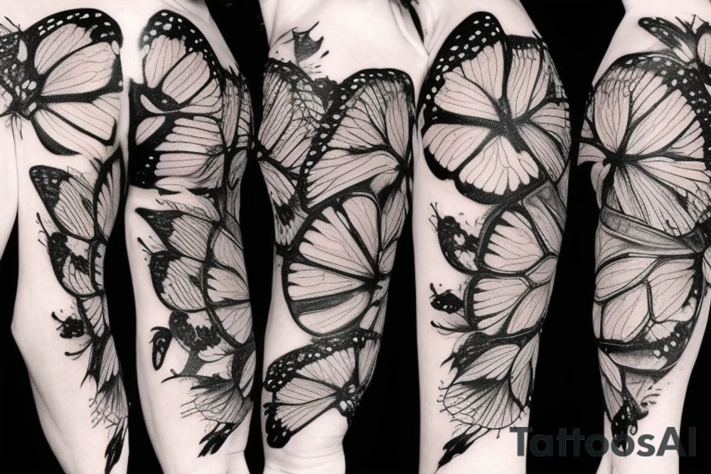 Butterfly transformation grotesque tattoo idea