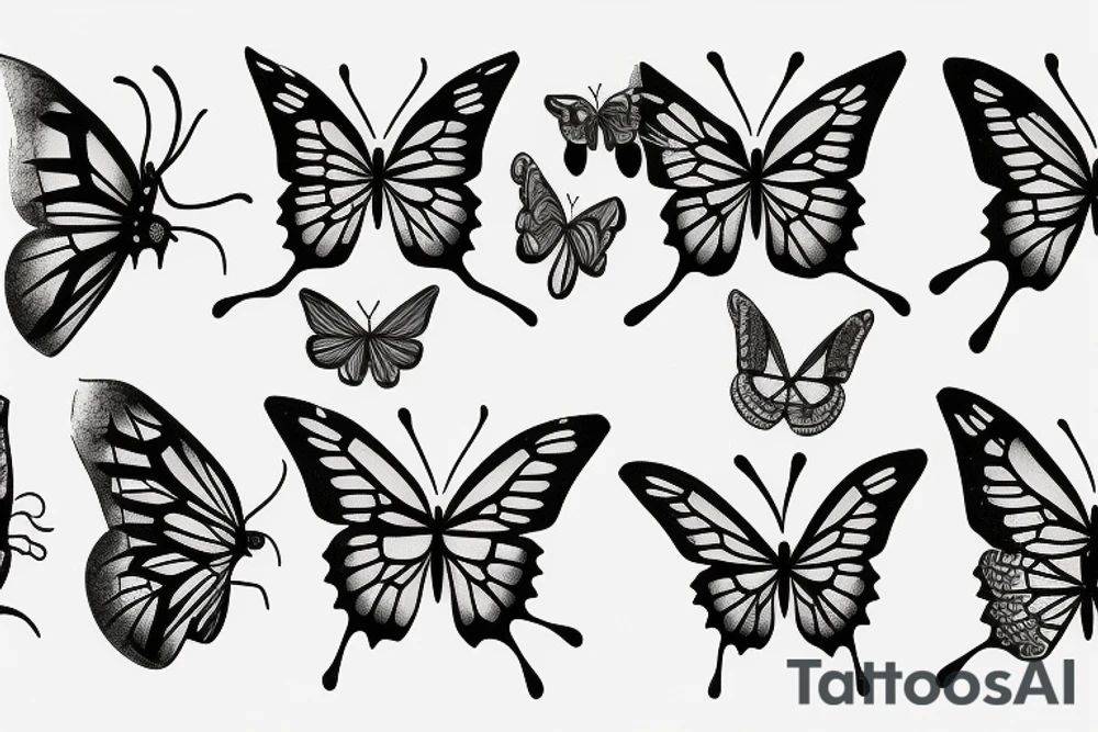 Butterfly transformation grotesque tattoo idea