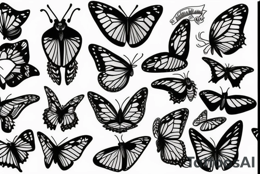 Butterfly transformation grotesque tattoo idea
