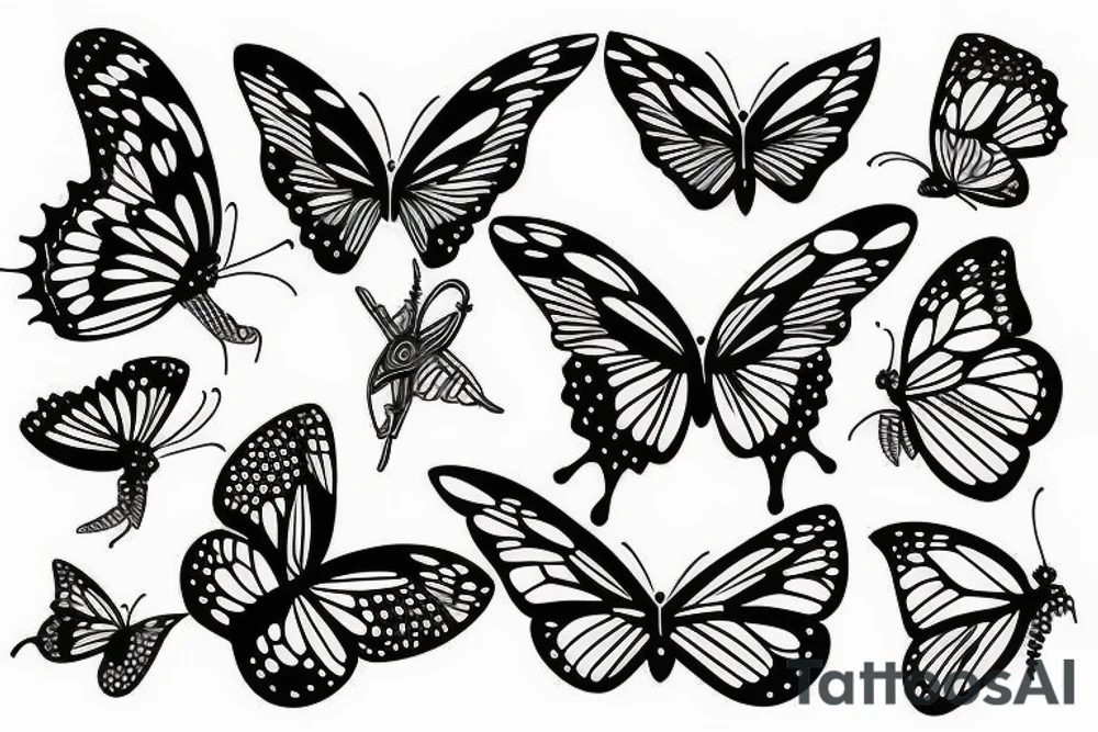 Butterfly transformation tattoo idea