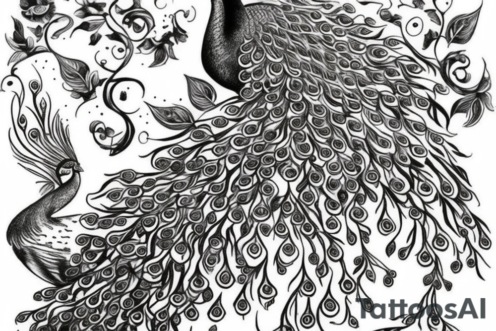 Peacock detailed tattoo idea