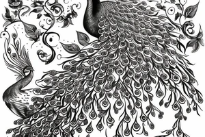Peacock detailed tattoo idea
