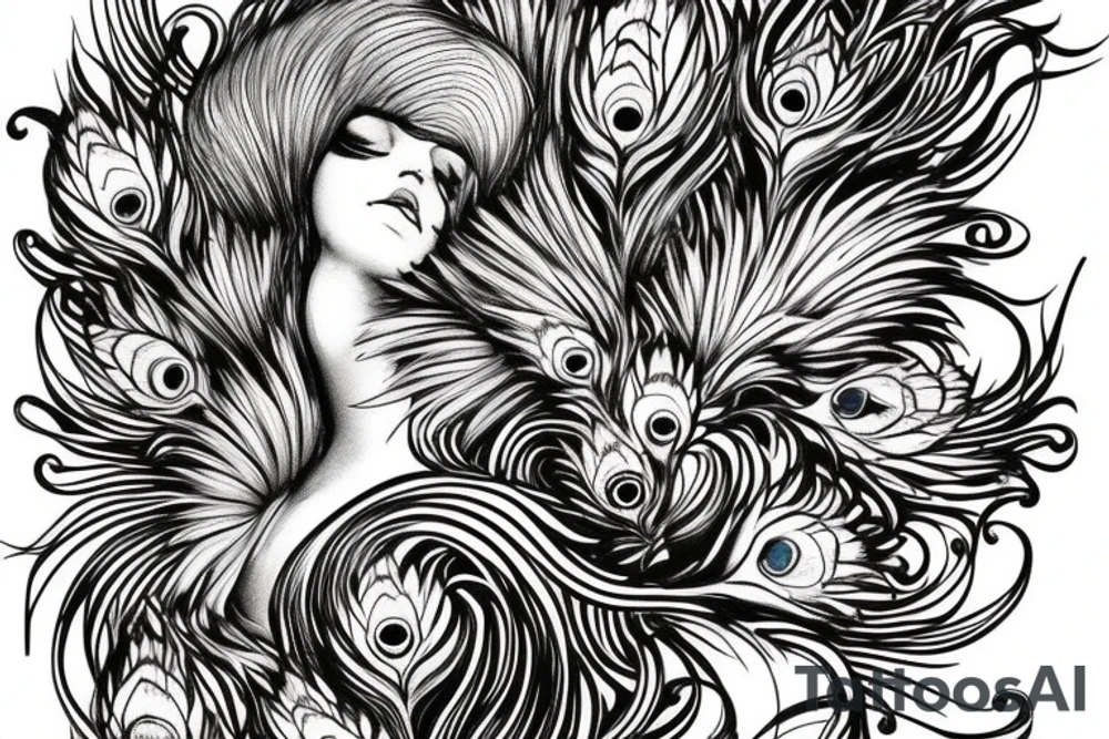 Peacock detailed tattoo idea