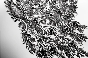 Peacock realistic drawing spiked tattoo idea