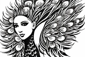 Peacock realistic drawing spiked tattoo idea