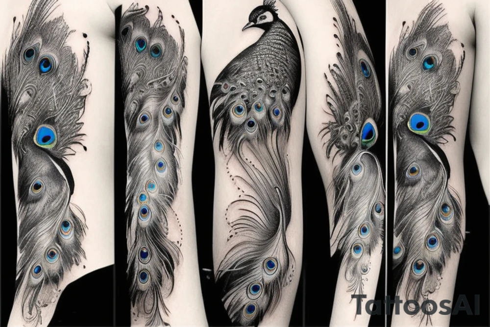 Peacock realistic drawing tattoo idea