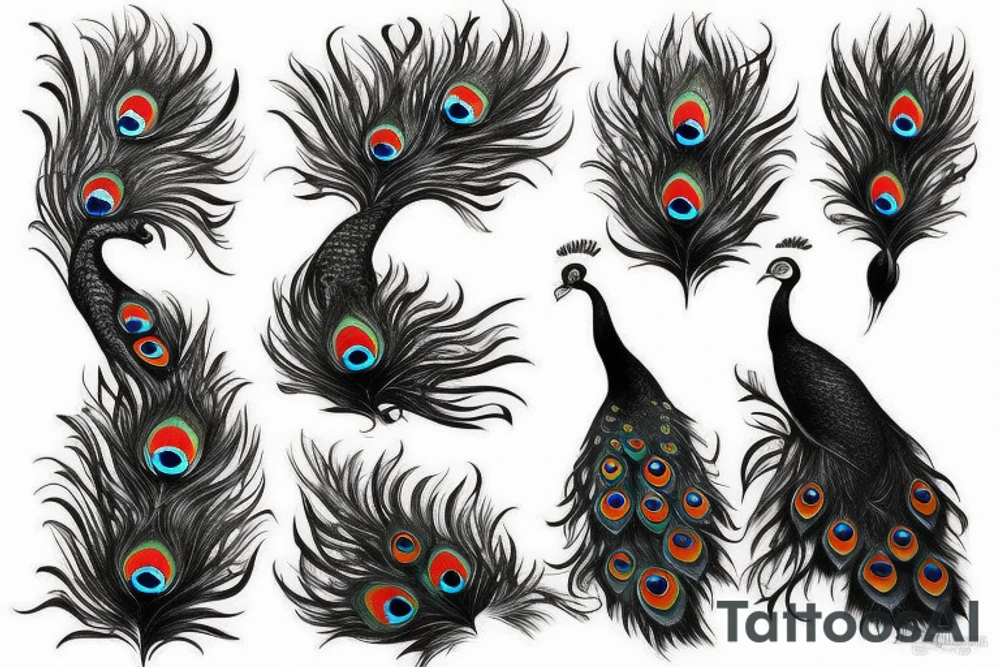 Peacock realistic drawing tattoo idea