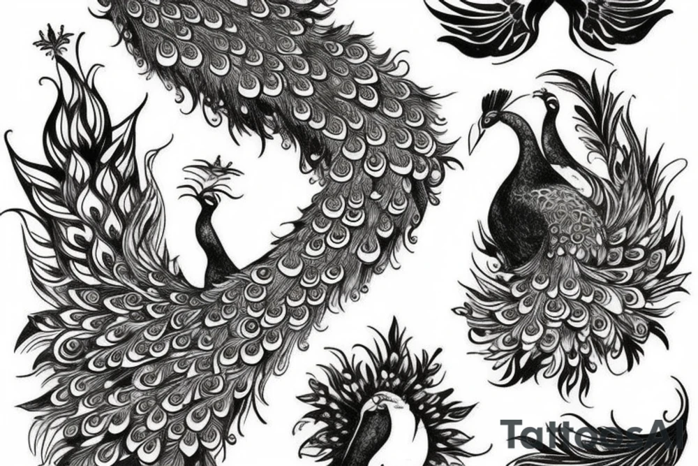 Peacock religious drawing tattoo idea