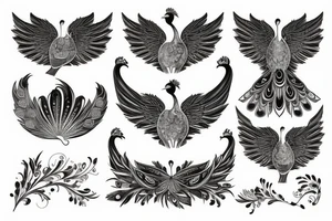 Peacock with open wings tattoo idea
