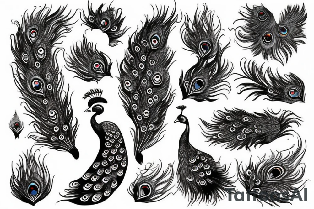 Peacock with open wings tattoo idea